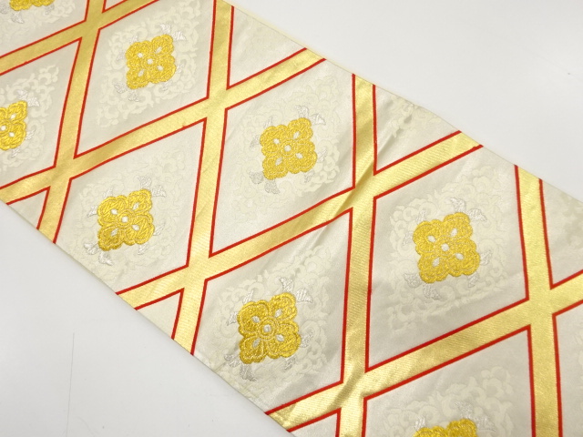 JAPANESE KIMONO / ANTIQUE KIMONO / SILK / WOVEN DIAGONAL GRID